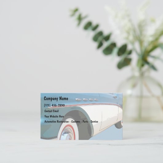 Retro Automotive Restoration Visitekaartjes (Staand voorkant)