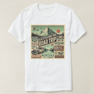 Retro autorit door Glacier National Park: Montana T-shirt