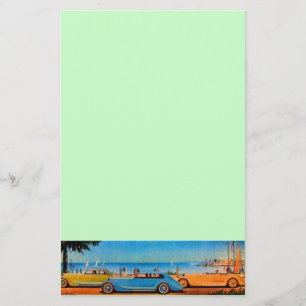 RETRO AUTO'S - Auto reparatie automotive ,blauw ge Briefpapier
