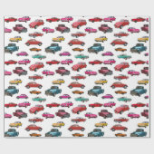 Retro auto's en vrachtwagens patroon cadeaupapier (Vlak)