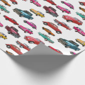 Retro auto's en vrachtwagens patroon cadeaupapier (Hoek)