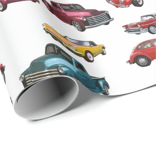 Retro auto's en vrachtwagens patroon cadeaupapier (Rol Hoek)