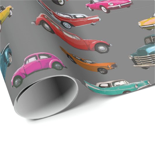 Retro auto's en vrachtwagens patroon cadeaupapier (Rol Hoek)