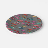 Retro auto's en vrachtwagens patroon papieren bordje (Gekanteld)