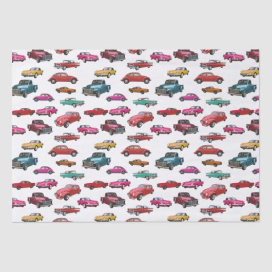 Retro auto's en vrachtwagens patroon tissuepapier (Voorkant)