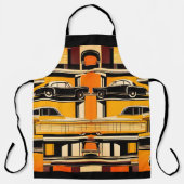Retro Auto's Geometrisch Mosterd Mid Century  Schort (Voorkant)