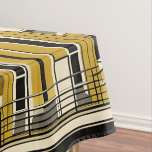 Retro Auto's Geometrisch Mosterd Mid Century Tafelkleed