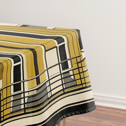 Retro Auto's Geometrisch Mosterd Mid Century Tafelkleed (Voorbeeld)