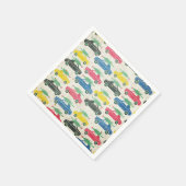 Retro-auto's met kerstbomen bovenaan servetten (Hoek)