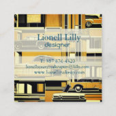 Retro auto's mosterd midden eeuw vierkante visitekaartje (Achterkant)