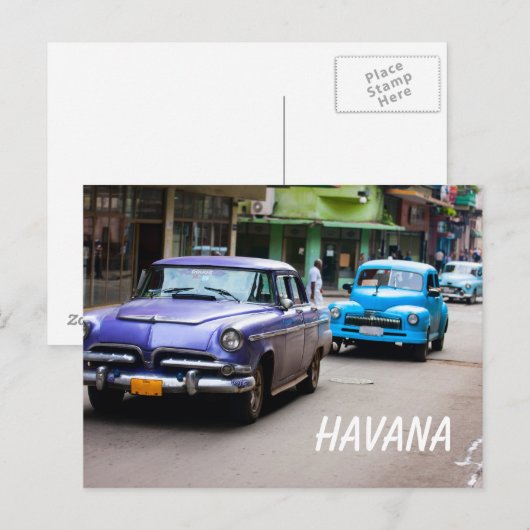 Retro-auto's op straat in Havana Briefkaart (Voorkant / Achterkant)