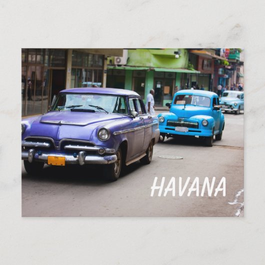 Retro-auto's op straat in Havana Briefkaart (Voorkant)