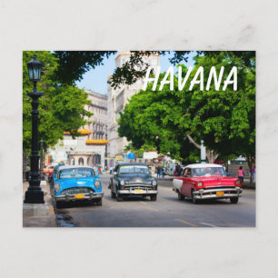 Retro-auto's op straat in Havana Briefkaart