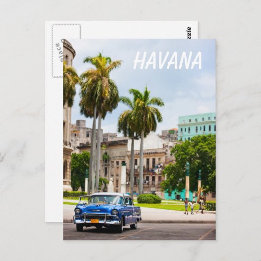 Retro-auto's op straat in Havana Briefkaart (Voorkant / Achterkant)