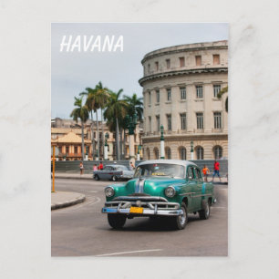 Retro-auto's op straat in Havana Briefkaart
