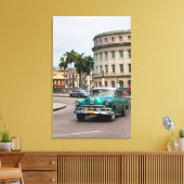 Retro-auto's op straat in Havana Canvas Afdruk (Insitu (Woonkamer))