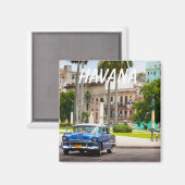 Retro-auto's op straat in Havana Magneet (Voorkant / Achterkant)