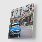 Retro-auto's op straat in Havana Vierkante Klok (Hoek)