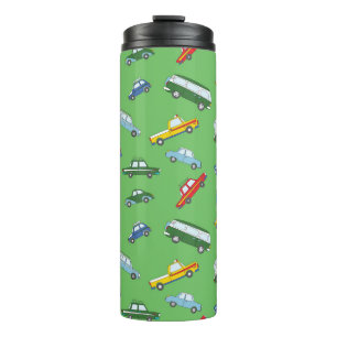 Retro auto's: Schattige handgetekend patroon Thermosbeker