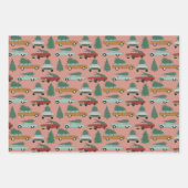 Retro Auto's, Vrachtwagens, & Kerstboomomslag Inpakpapier Vel (Voorkant 2)