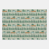 Retro Auto's, Vrachtwagens, & Kerstboomomslag Inpakpapier Vel (Voorkant)