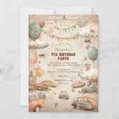 Retro Autothema Kinderverjaardag Kaart (Voorkant)