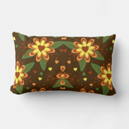 Retro Autumn Daisy Floral Heart Pattern, Vintage Kussen