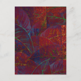 Retro Autumn Foliage Burgundy Leaves Metallic Feestdagenkaart