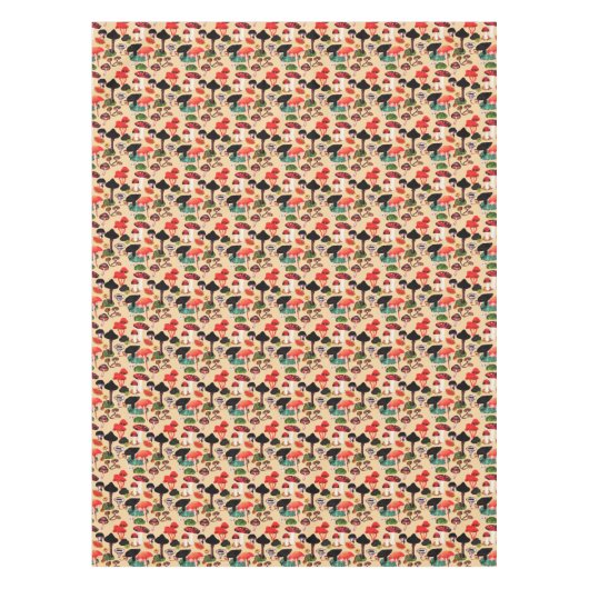 Retro Autumn Woodland Waterverf paddenstoel Tafelkleed (Voorkant)