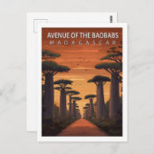 Retro Avenue of the Baobabs Madagascar Nature Briefkaart (Voorkant / Achterkant)