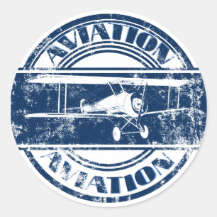 Retro Aviation Art Ronde Sticker