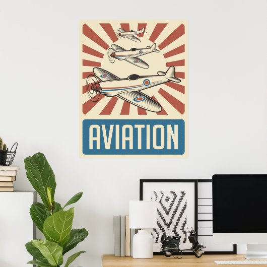 Retro Aviation Poster (Thuiskantoor)