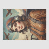 Retro Aviator met gevechtsvliegtuigen in een  stij Tissuepapier (Voorkant)