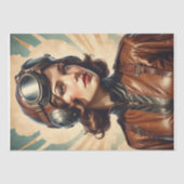 Retro Aviator Vrouw in  Stijl -Decoupage- Tissuepapier (Voorkant)