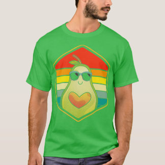 Retro Avocado Keto Diet Avocado Seed Heart Cool Av T-shirt