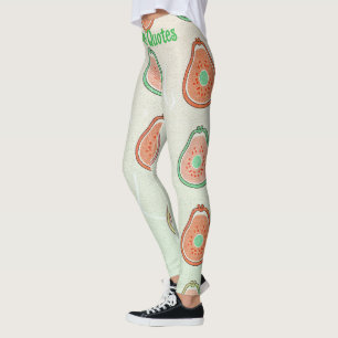 Retro Avocado Patroon – Perzik en Mintgroen Leggings