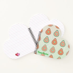 Retro Avocado Patroon – Perzik en Mintgroen Notitieboek