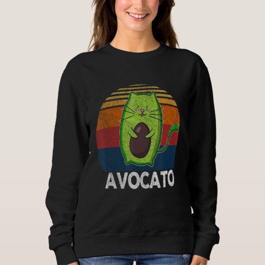 Retro Avocato Avogato Avocado Cat Vegan Trui (Voorkant)