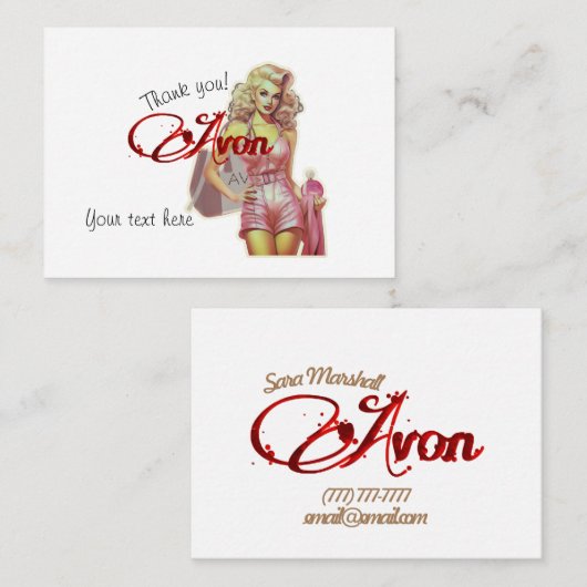 Retro Avon dank u Notitiekaartje (Voorkant / Achterkant)