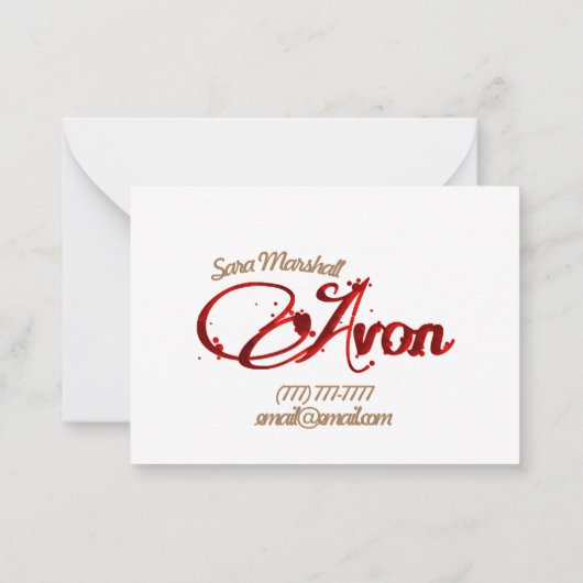 Retro Avon dank u Notitiekaartje (Achterkant)
