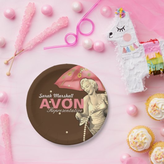 Retro Avon-vertegenwoordiger Papieren Bordje (Feest)