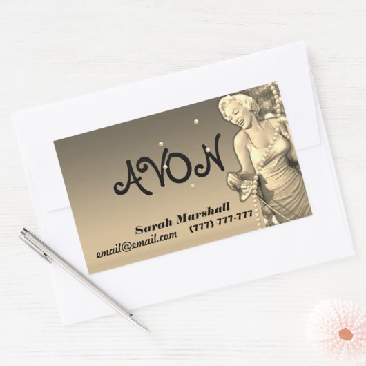 Retro Avon-vertegenwoordiger Rechthoekige Sticker (Envelop)
