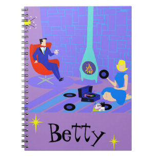 Retro Avond op Home-laptop Notitieboek