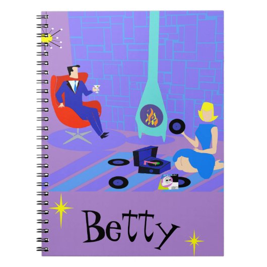 Retro Avond op Home-laptop Notitieboek (Voorkant)