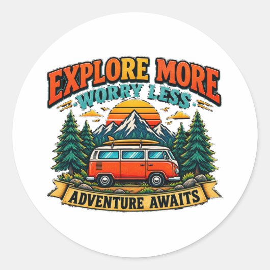 Retro Avontuur Camping Sticker (Voorkant)