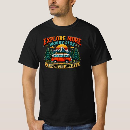 Retro Avontuur Camping T-Shirt (Voorkant)