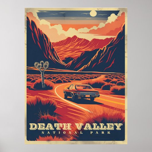 Retro Avontuur in Death Valley (Nationaal Park) Poster (Voorkant)