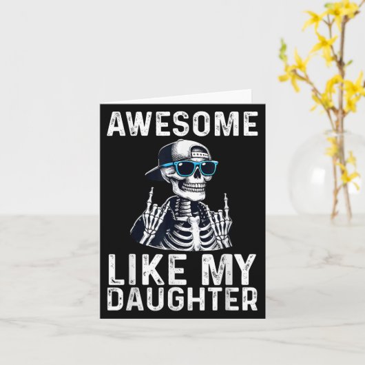 Retro Awesome Like My Daughter Funny Dad Parents D Kaart (Gele Bloem)