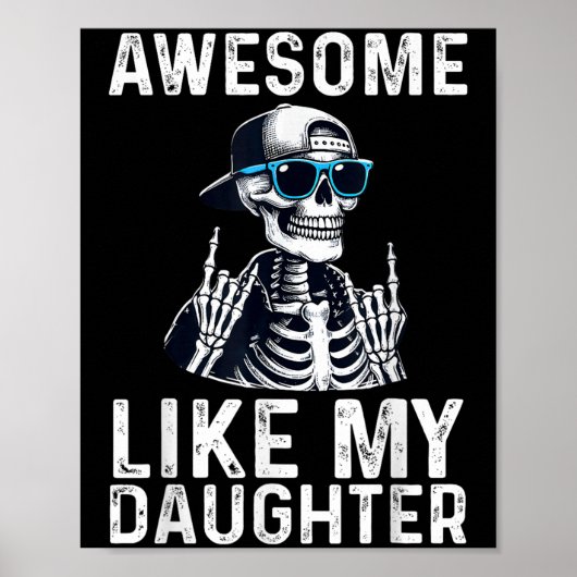Retro Awesome Like My Daughter Funny Dad Parents D Poster (Voorkant)