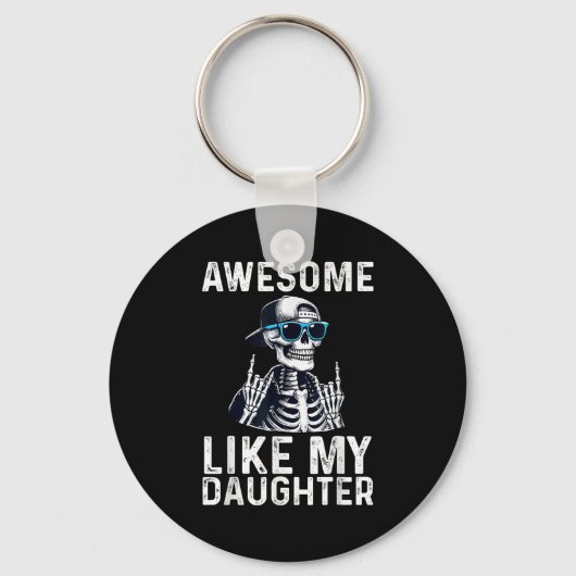Retro Awesome Like My Daughter Funny Dad Parents D Sleutelhanger (Voorkant)